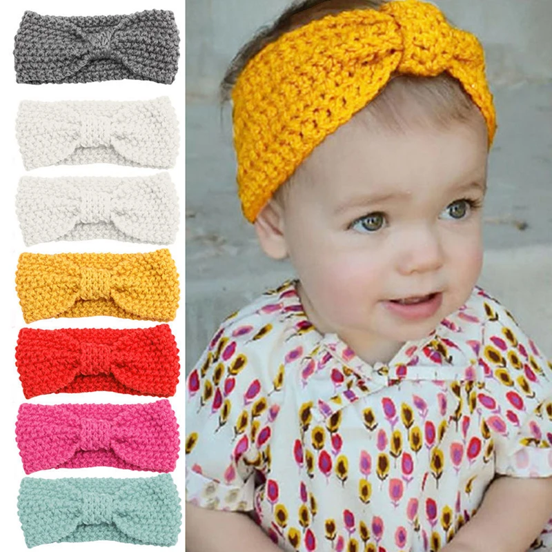 Aliexpress.com : Buy Baby Knitted Crochet Headband Top Knot Elastic ...