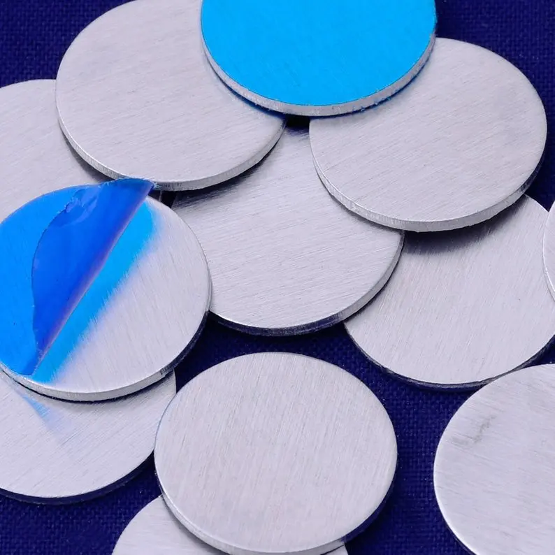 

About 3/8"(8mm) Round No Hole Aluminum Stamping Blanks ,18 Gauges, Aluminum Discs Temporary Plastic Cover,20 each/lot- 10158101