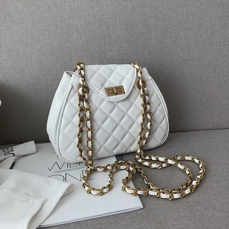Роскошная брендовая сумка, новая качественная женская дизайнерская сумка из искусственной кожи, Классическая большая сумка на плечо с цепочкой - Цвет: Small White
