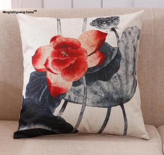 1 قطعة وسادة الزخرفية مع الداخلية الحديثة جديد الكلاسيكية خمر القطن و الكتان حزام تخسيس بظهر قطني كنبة مكتب رمي الوسائد اللوتس أوو 037