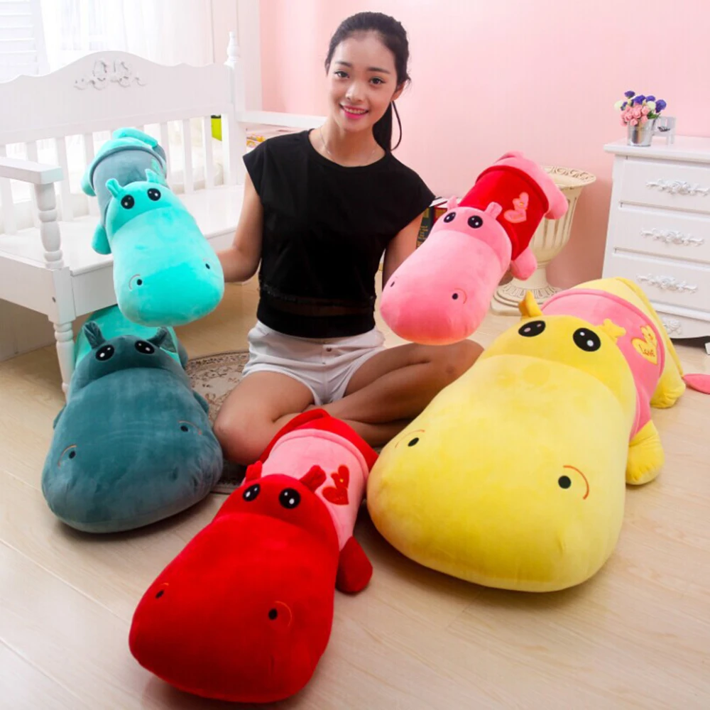 1 8 Meter Five Colors Super font b Cute b font Cartoon Creative Plush Hippo Long