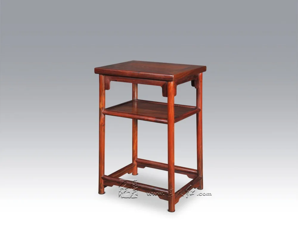 Chinese Small Tea Table Round Legs and Straight Feet with Interlayer Living Room Furniture Burma Rosewood Classical Low Desk