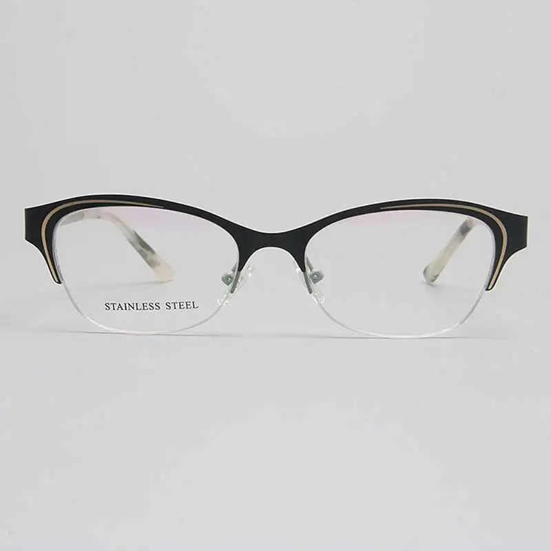 

YOUTOP Women's Myopia Anti-Bule Ray Frame Female's Fashion Round Eyeglasses Striped Stainless Steel eyewear Frame S6831