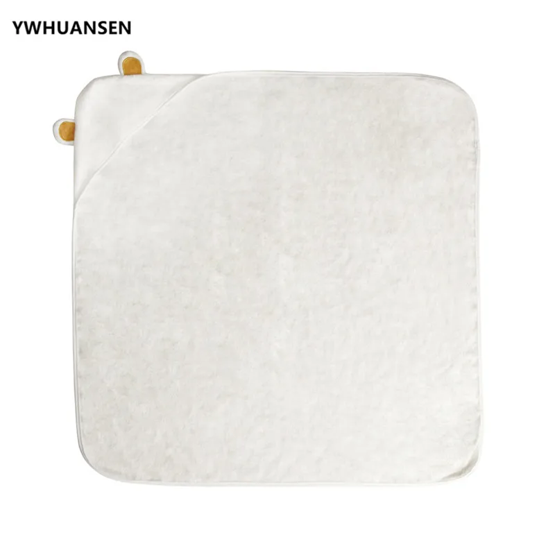YWHUANSEN 90*90cm Autumn Winter Baby Towel With A Hood Bamboo Fiber Kids' Bath Towel Cute Ear Infant Wrap Blanket Newborn Stuff