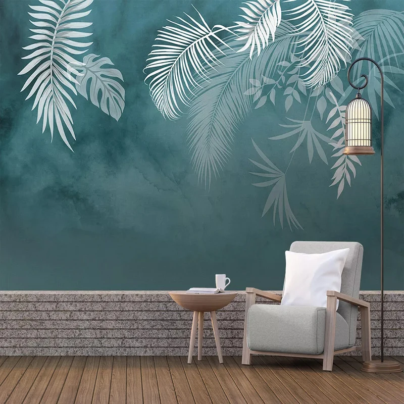

Modern Simple Hand Painted Leaf Mural Wallpaper 3D Home Decor Living Room Bedroom Sticker Strong Stickiness Photo Wallpapers 3 D