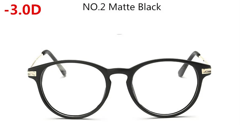 Матовые черные ретро очки для близорукости близорукие диоптрийные очки для близорукости 1,0,-1,5,-2,0,-2,5,-3,0,-3,5,-4,0,~-6,0 - Цвет оправы: Myopia 300