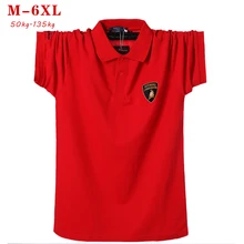 Мужская рубашка поло с коротким рукавом, брендовые Летние повседневные рубашки поло большого размера, модные красные хлопковые рубашки поло размера плюс 5xl 6xl