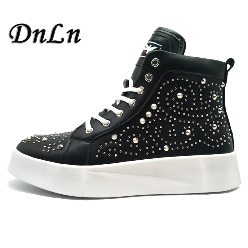 

British Fashion Men Party Nightclub Rivet Shoes Flat Platform Ankle Martin Boots Botas Hombre Sapatos 30D50