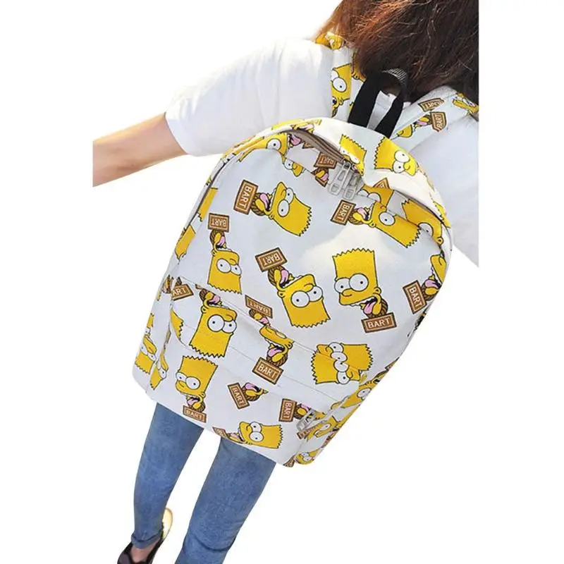 Красивые холсты, рюкзак с мультяшным принтом, школьные сумки, Повседневная сумка на плечо для девочек-подростков, Mochila Feminina Sac, дорожные сумки - Цвет: White
