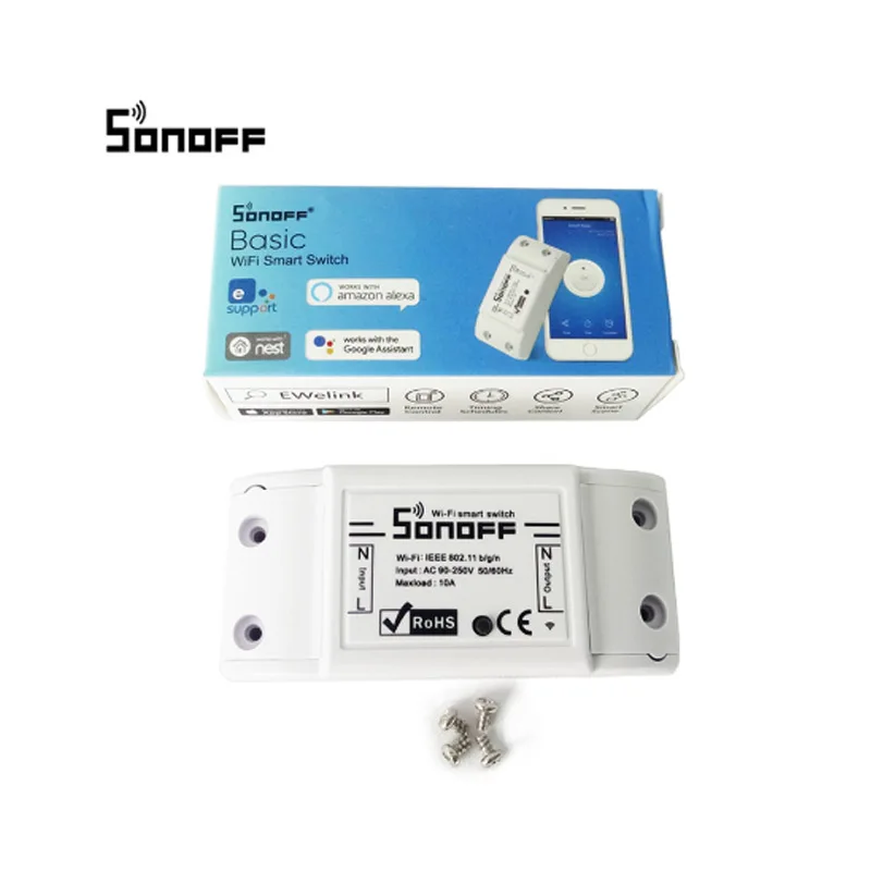 Sonoff Basic Wireless Wifi Switch For Smart Home Automation Relay Module Remote Controller by IOS Android with user manual