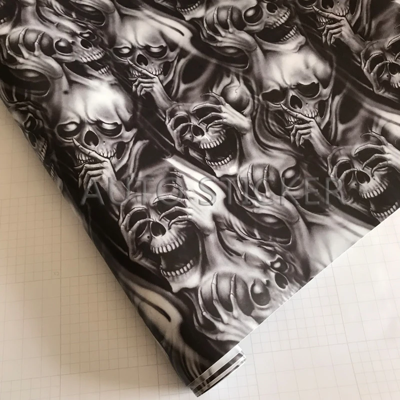 gray skull camo car wrap 2