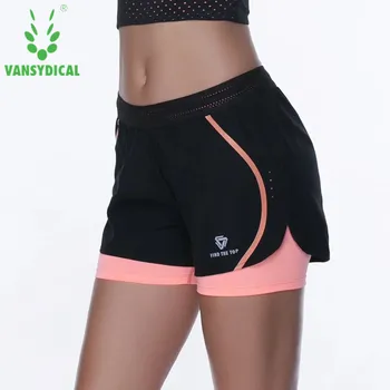 

Vansydical Women Yoga Shorts 2 In 1 Sport Training Running Shorts Double Layer Fitness Workout Jogging Gym Shorts Sportswear