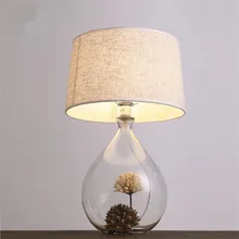 Со шпилькой, креативный, ручная работа, страна краткое Стекло ваза ткань Led E27 настольная лампа для свадебного декора Гостиная Спальня Ресторан 1451