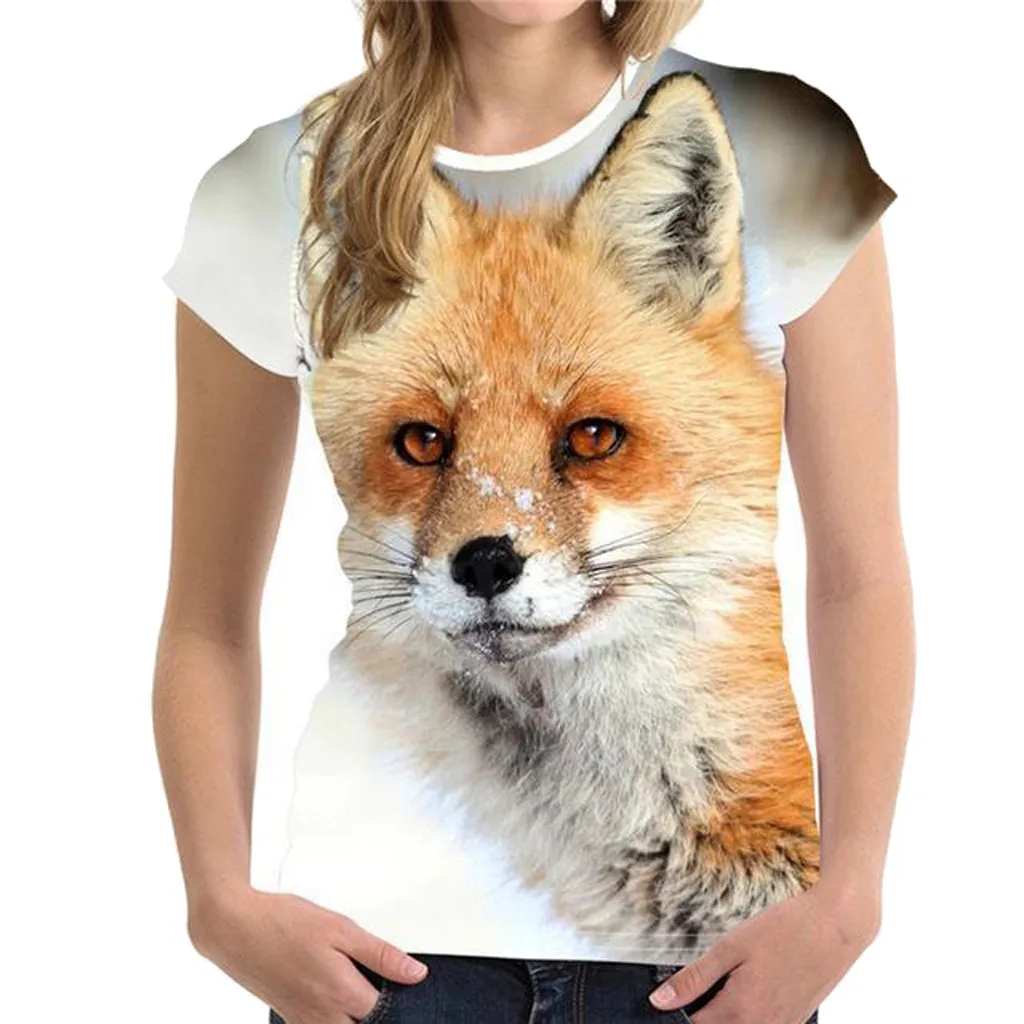 

MUQGEW Cartoon Women Tshirt Comfortable Casual Tops Tee Unisex Funny 3D Print Animal Summer Short Sleeve T-Shirts Top #Y4