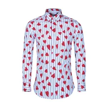 Новое поступление, модная Высококачественная Мужская из чистого хлопка, с длинными рукавами, с принтом персикового сердца, в полоску, модные повседневные рубашки, большие размеры, 4XL