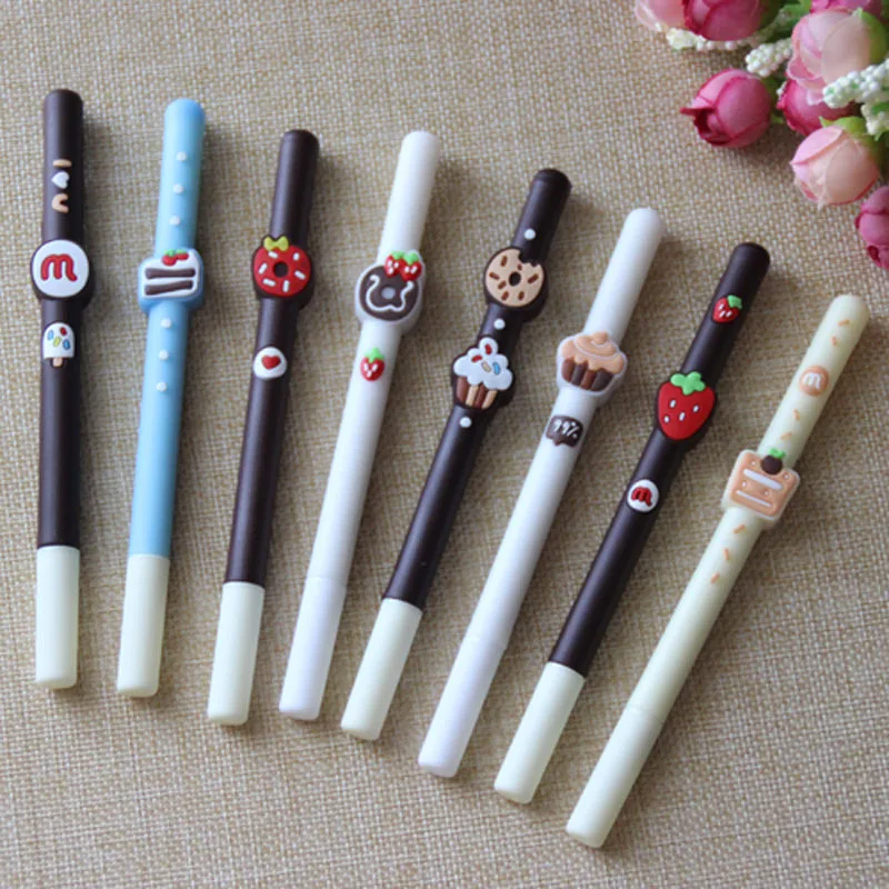 Novelty Cute Chocolate Bar Cake Cream Strawberry Fragrance Gel Ink Pen