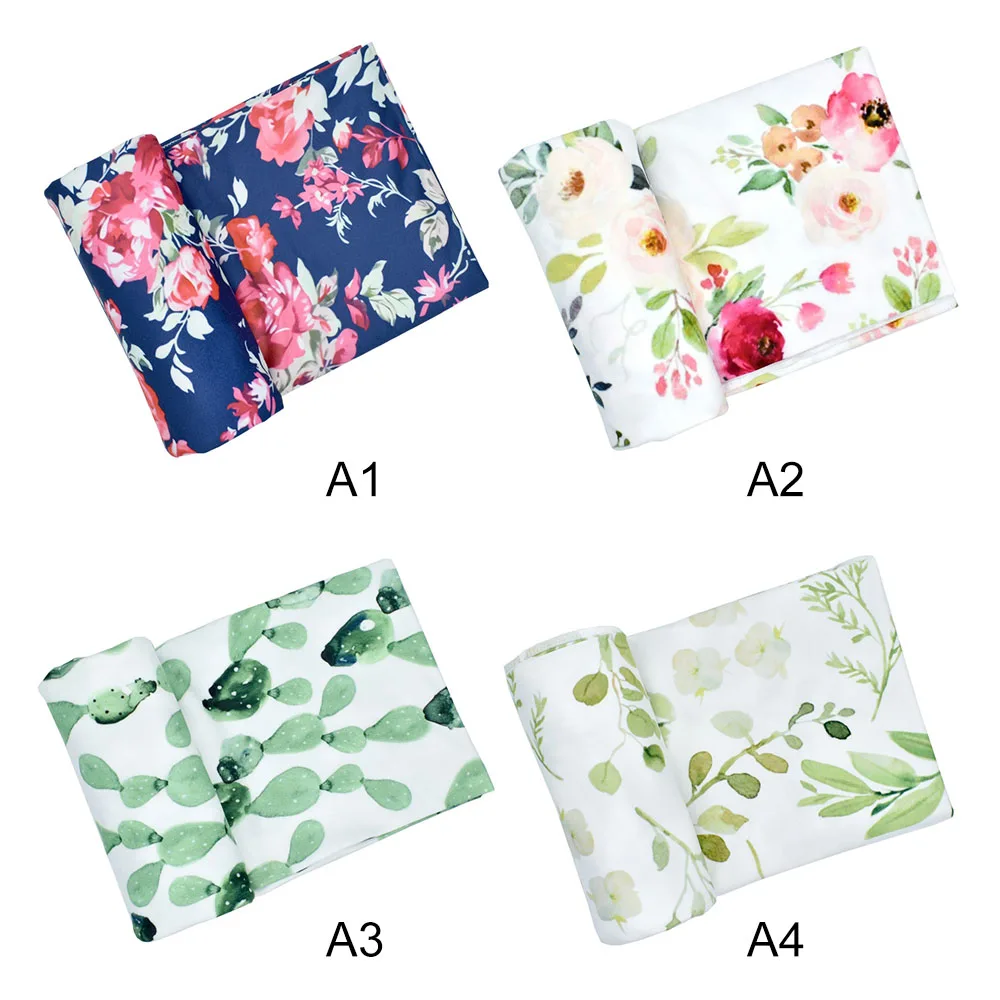 

Newborn Floral Pattern Blanket Baby Swaddle Blankets Green Leaves Print Baby Photography Wrap Infant Baby Swaddling Blanket