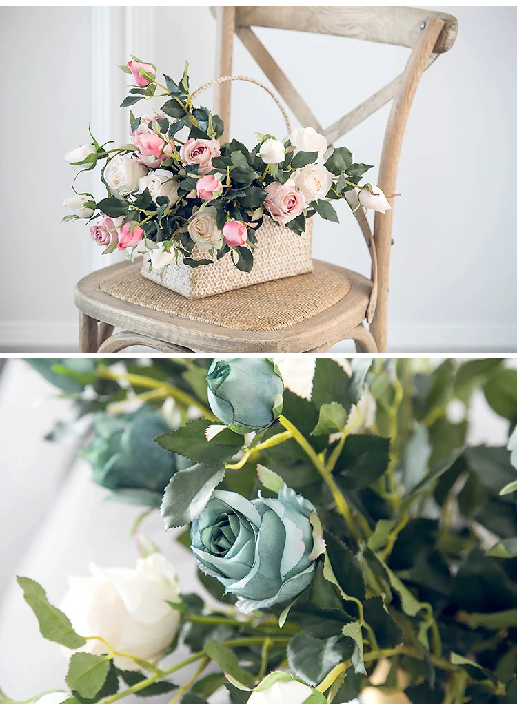JAROWN Artificial Flowers Silk Rose Continental Retro Fake Flower Home Decoration Wedding DIY Decoration Flores (17)