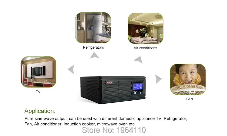 Power Inverter Home Inverter System 85-275VAC Input 110V220V230V240VAC Pure Sine Wave Output with 12V24V Battery-F1
