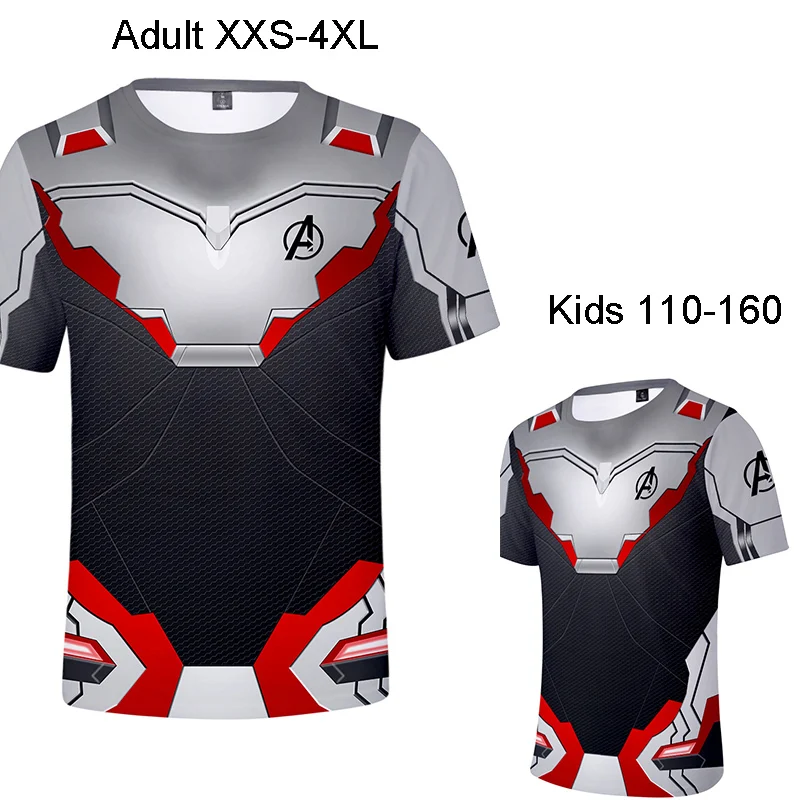 Adult Kids Avengers Endgame Quantum Realm T-Shirt Short Sleeve Summer Top 3D Print Mavel Movie Superhero Shirt Zentai Tight Tees