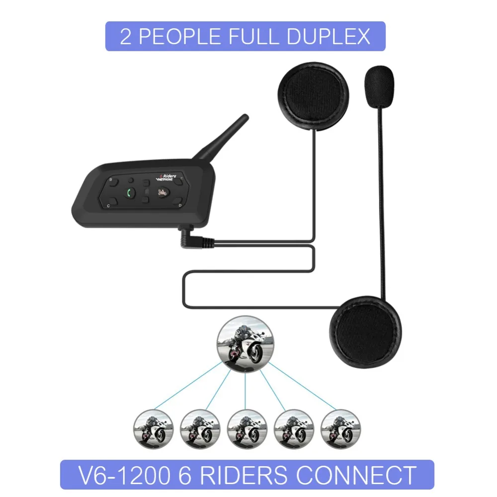 2 шт V6 рация для мотоцикла Bluetooth шлем гарнитура для 6 Rider Interphone 1200M беспроводной радио Comunicador Moto MP3