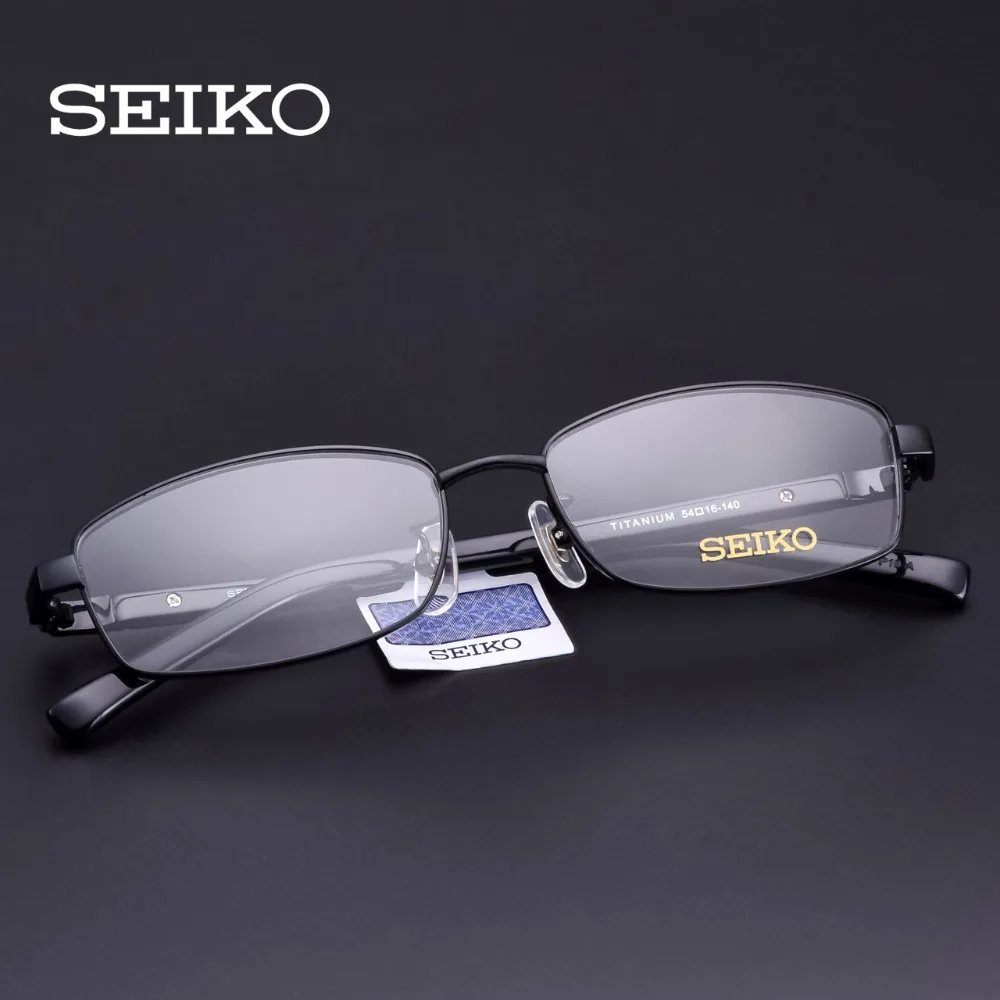 SEIKO титановые оправы для очков для мужчин, квадратные титановые диоптрические очки, титановые очки, мужские очки для короткого зрения H01117