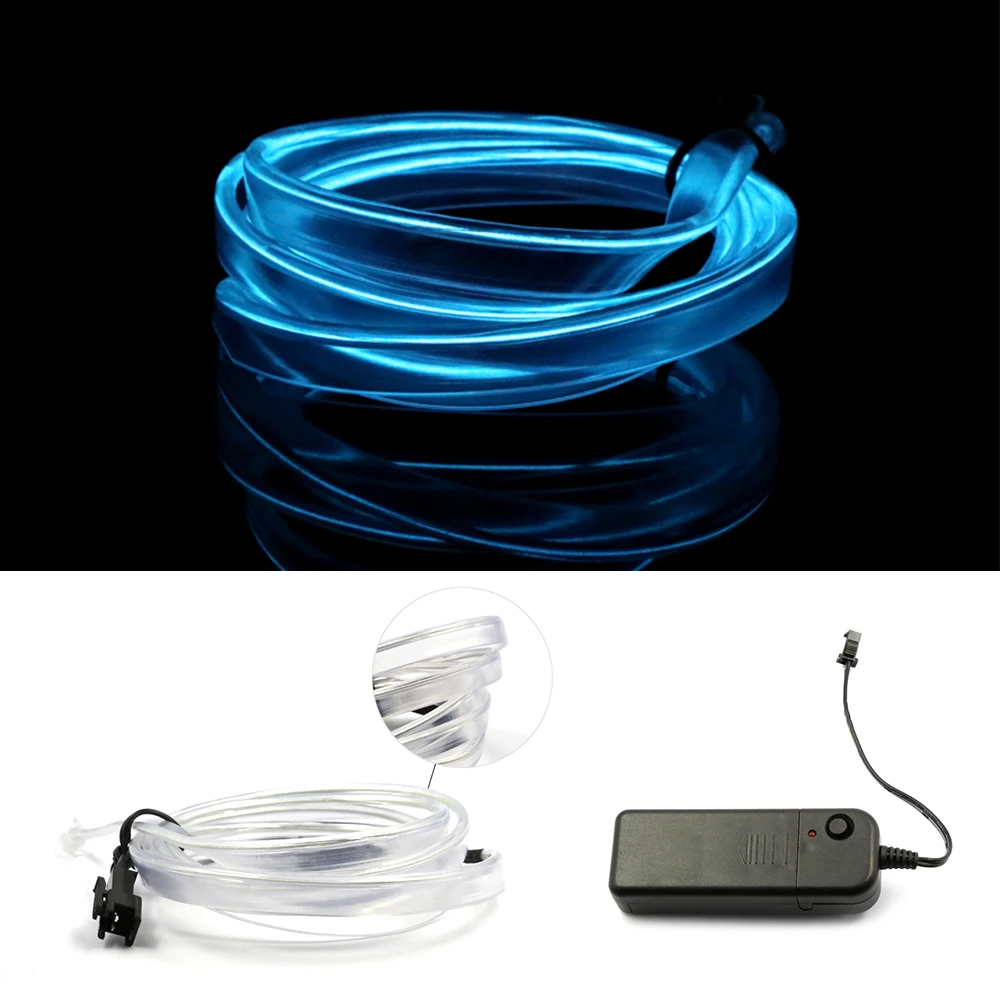 

3M Waterproof LED Strip Light Neon ice blue Light Glow EL Wire Rope Tube Cable+Battery Controller For Car Decoration Party