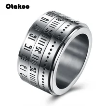 Otakoo зубчатое кольцо из нержавеющей стали для женщин и мужчин, вращающееся широкое кольцо с цифрами, роскошные брендовые ювелирные изделия