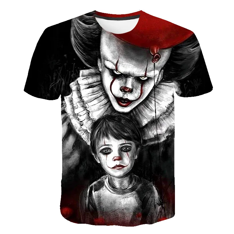 

Summer Personality Funny Clown 3D Printed T-shirt with Short Sleeves and Strange Flowers for Men and Women
