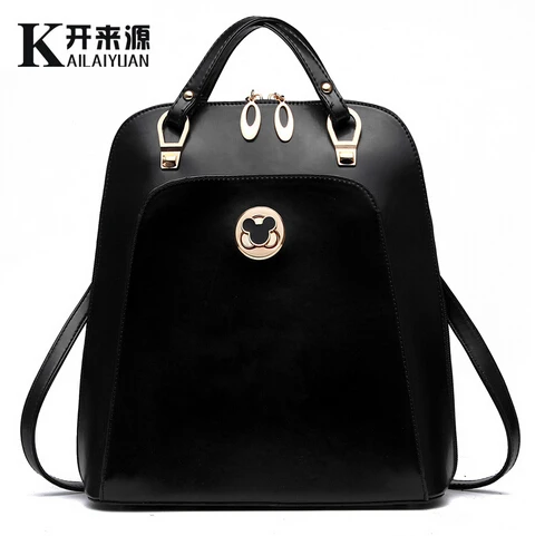 New 2017 solid color Elegant ladies backpack hot sales simple high quality women backpack casual university