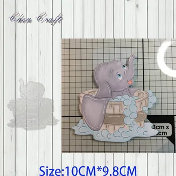 

Baby elephant bathing in the tub Metal Cutting Dies Stencil DIY Scrapbooking Photo Album Decor Embossing Cards Making DIY Crafts