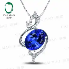 CaiMao 18KT/750 Белое золото 2,19 ct натуральный IF Синий танзанит AAA 0,12 ct полный разрез Алмазный обручение украшение-подвеска с драгоценными камнями
