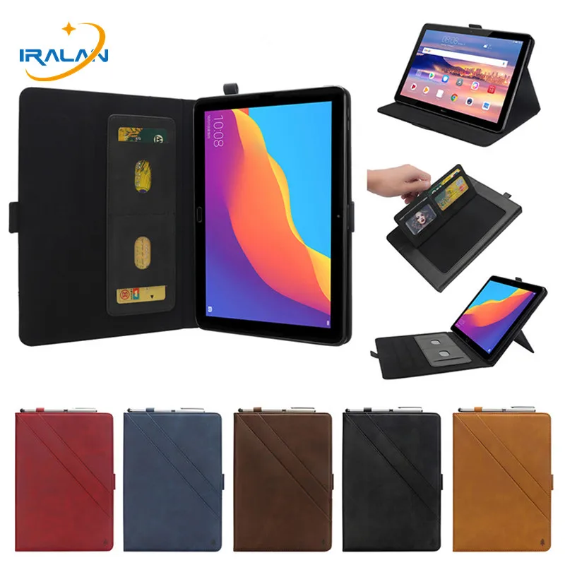 

Luxury PU Leather Magnetic Smart Stand Cover Case For Huawei MediaPad T5 10 / Honor pad 5 10.1 inch With Card Slot+Film+Stylus