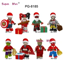 Одиночный Санта с Рождеством Harley Quinn Росомаха Дэдпул Супермен Человек-паук Строительные блоки Модель Кирпичи игрушки для детей