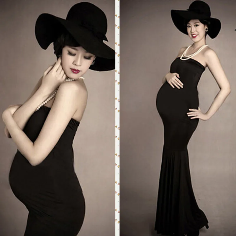 Черное сексуальное платье для беременных; платья для фотосессии; Одежда для беременных; Vestidos - Цвет: Черный