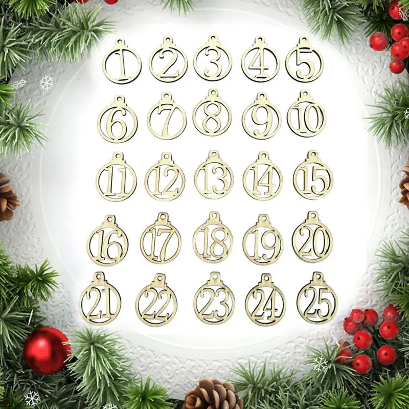 

Wooden 1-25 Digital Christmas Arrival Countdown Calendar Tag Gift Christmas Advent Calendar Label