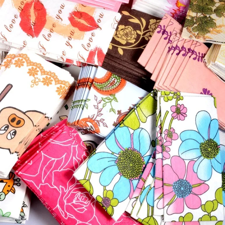 1 pack/10pcs color printing paper handkerchief wedding birthday rally sanitary paper napkins