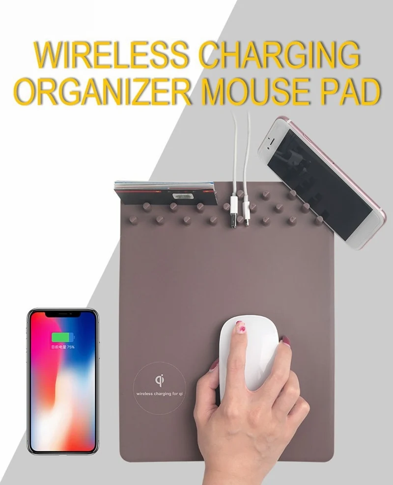 Portefeuille Universal Wireless Charging Gaming Mouse Pad Storage Mat For iPhone X 8 Plus Samsung Galaxy S8 QI Wireless Charger (3)
