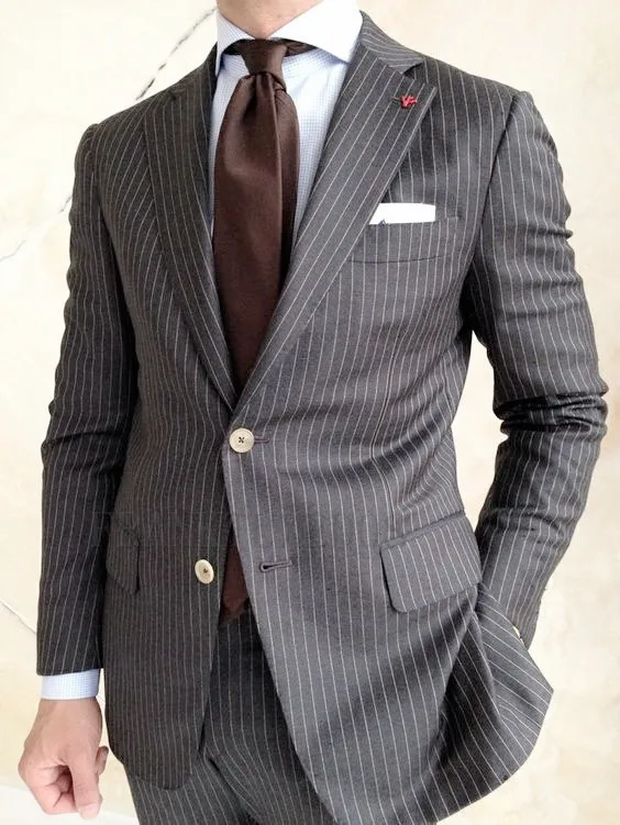 Последний дизайн пальто брюки серые полосы мужской костюм Slim Fit 2 шт смокинг для жениха блейзер стиль термокомплекты Masculino - Цвет: as picture