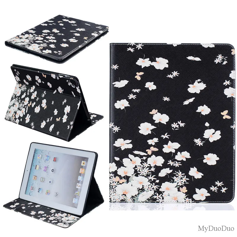 Cute Bear Pig Case For  Ipad 2 Case For Ipad 3 For Ipad 4 Case Beautiful Butterfly Flower PU Leather Stand Wallet Tablet Cover (34)