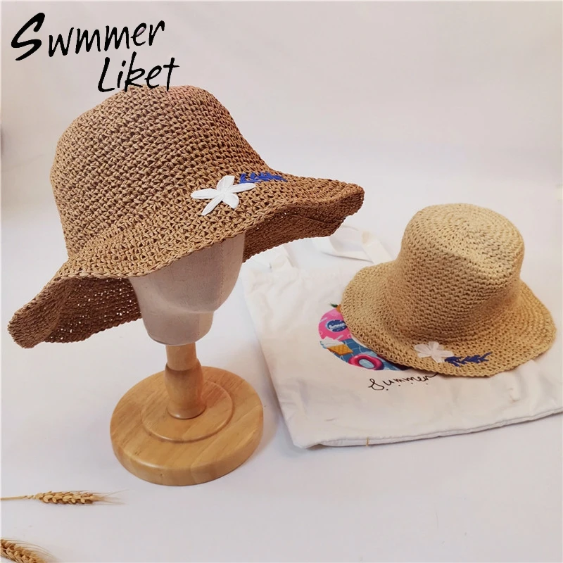 

Summer beach floral print ladies sun hat Female casual panama hat Women weaving elegant round hat cap holiday Fashion beach2019