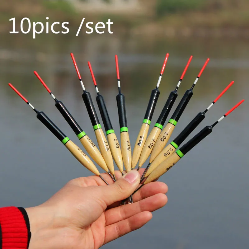 10Pcs/set 2g 3g Fishing Float Paulownia Wood Fishing Tackle Tool Fish