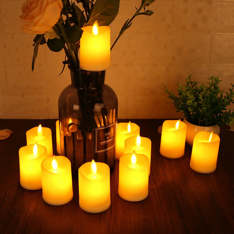 flameless LED dancing flame candles 12 pcs/lot, electronic plastic led