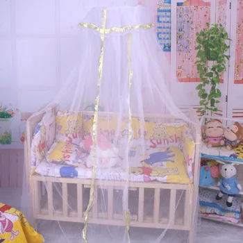 

High Quality 1PC Round Mesh Dome Bed Canopy Netting Princess Mosquito Net with Lace Trim for Babies 1.7m*4.2m