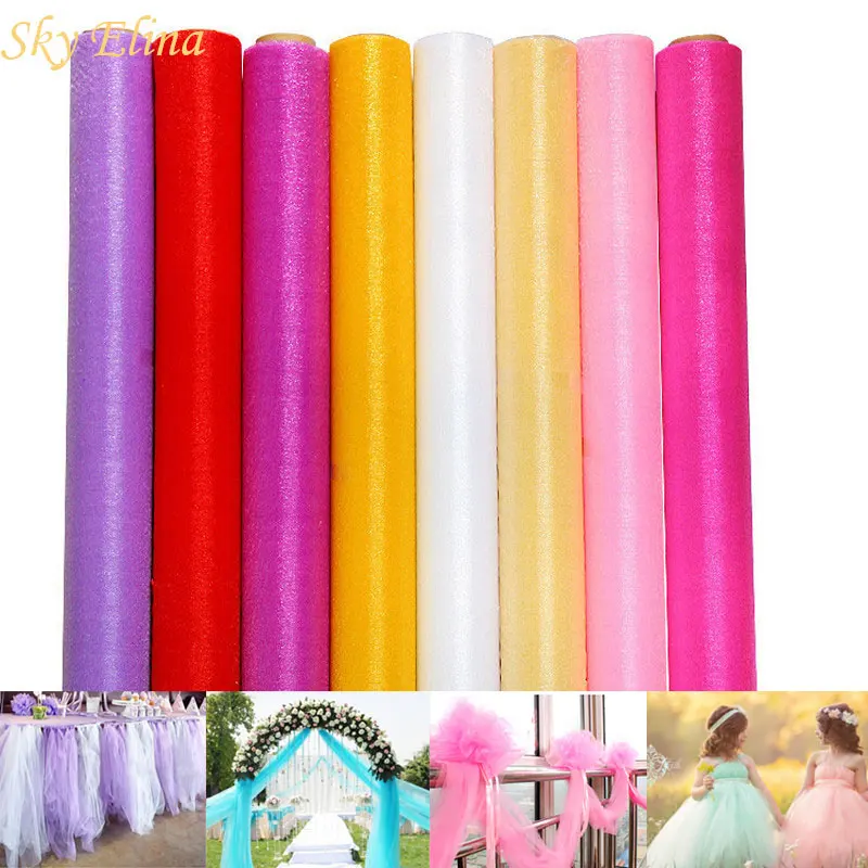 

48CMx5M Tulle Roll Crystal Fabric Organza Tulle Roll Spool Wedding Decoration Birthday Party Kids Baby Shower 7ZSH015A1