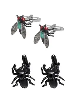 

10pairs/lot Vivid Enamel Insect Flies Cufflinks Black 3D Beetle Cuff Links Shirt Cuff Button Men's Jewelry Accessory Wholesale