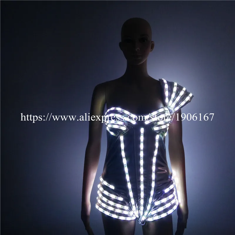 Colorful Led Luminous Sexy Lady DS Party Dress Flashing Light Up Ballroom Costume Dance Wear For