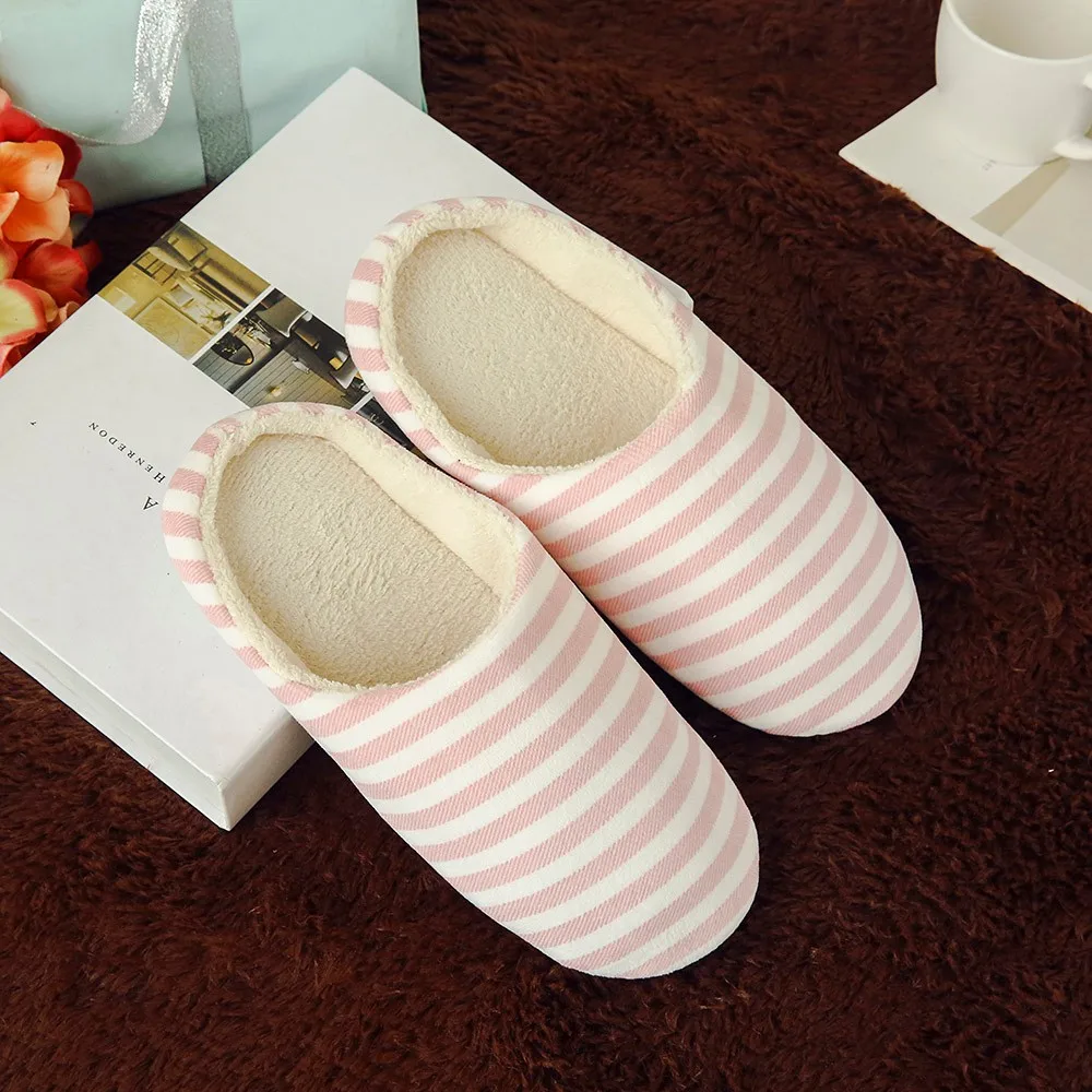 Sleeper#501 NEW Women Men Warm Striped Slipper Indoors Anti-slip Winter House Shoes casual home ladies hot Free Shipping