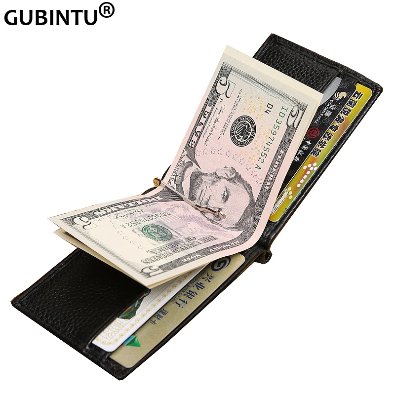 Men's Brand Genuine Leather Money Clips Wallet Fashion Design Credit