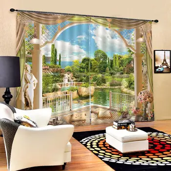 

3d blackout curtain Garden pattern curtain digital printing Waterproof sunscreen for living room decoration Blockout Oct25